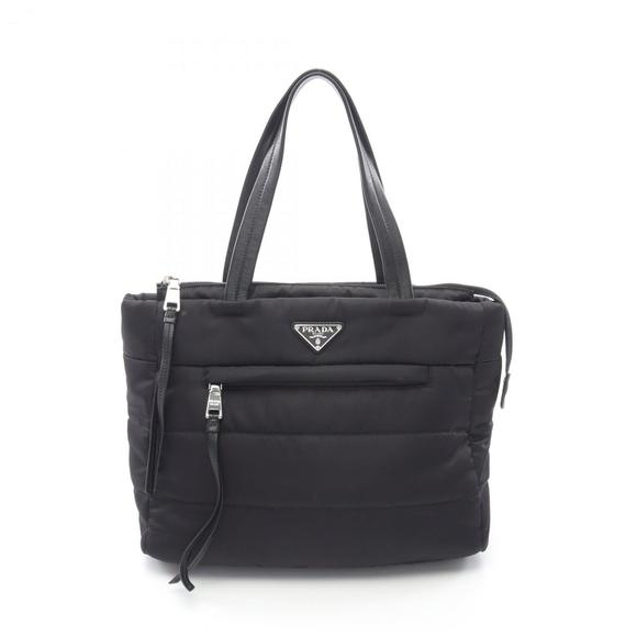 Prada Tessuto Bomber Tote Bag, Nylon and Leather, Women's, Black - Picture 1 of 8